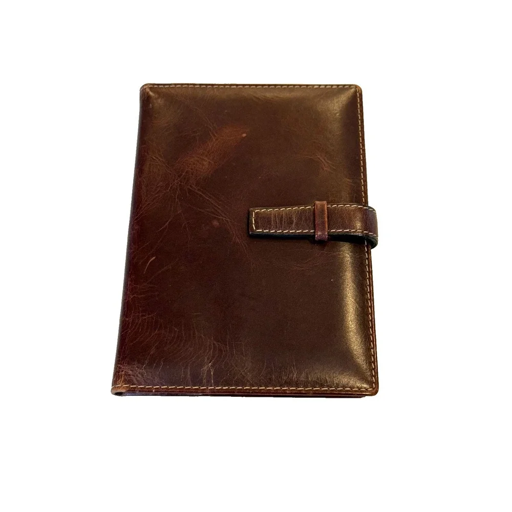 Fino Leatherware Brown Leather Passport Cover Case with 8 Credit Card Slots